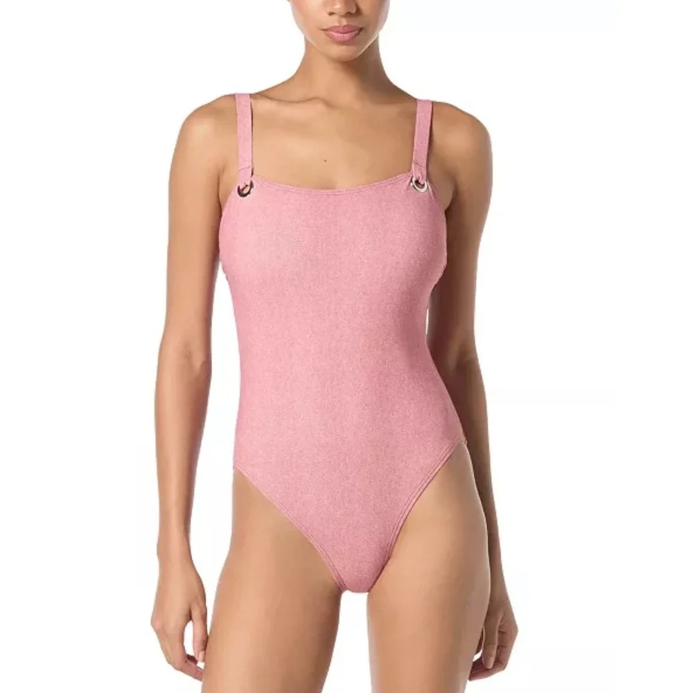 NWT Michael Kors Women's Grommet Scoop-Neck One-Piece Swimsuit Sz 12 $126